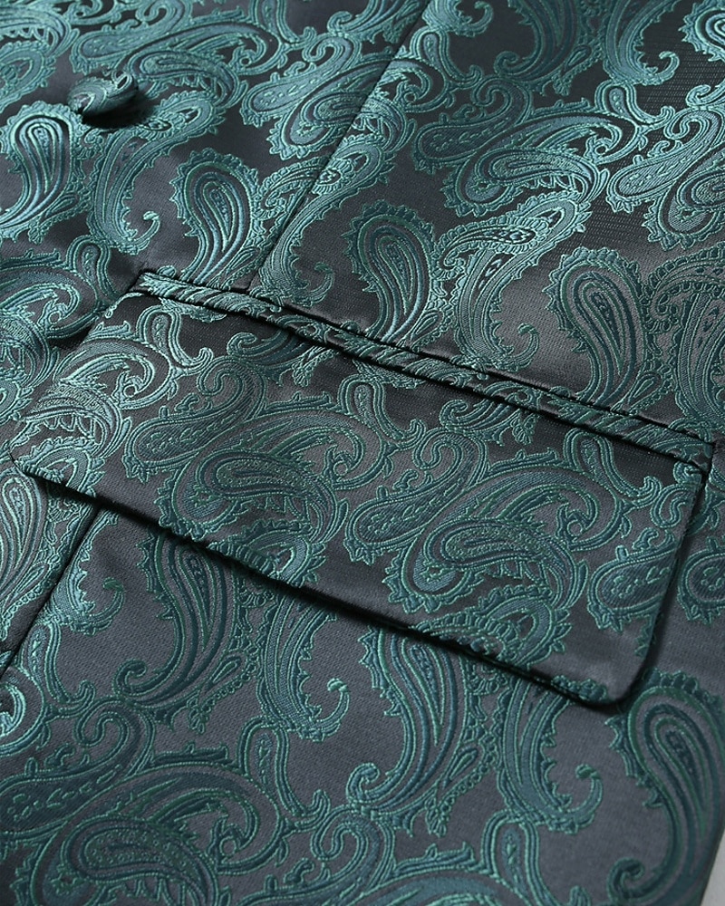 Herre سترة Veste Gilet Feriereise Fest Virksomhet Mote Fritid Vår Høst Lomme Knapper Polyester Bekvem Paisly Enkelt Brystet Enn-knapp Knaphul Normal Mørkegrønn Vest 2025 - $35.99 –P6