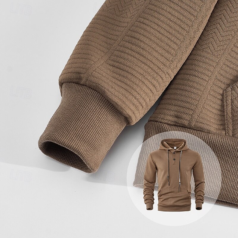 Hombre Sudadera Sudadera Con Capucha Sudadera con capucha de lana Sudadera con capucha forrada de polar Negro Blanco Amarillo Azul Marino Café Con Capucha Plano Con Texturas Deporte Casual Diario 2025 - $23.99 –P7