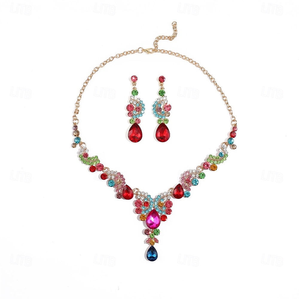 Parure de bijoux 2 Chrome 1 Collier Boucles d'oreilles Femmes Élégant ancien Mode Le style rétro Classique Parure de Bijoux Pour Mariage Soirée robe demoiselle d honneur de 2025 ? $19.99 –P4