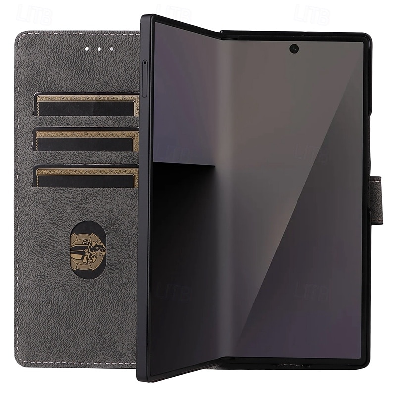 Phone Case For Samsung Galaxy Z Fold 7 Z Fold 6 Z Fold 5 Z Fold 4 Back Cover with Lanyard Kickstand Card Slot Retro TPU PU Leather 2025 - $11.99 –P9