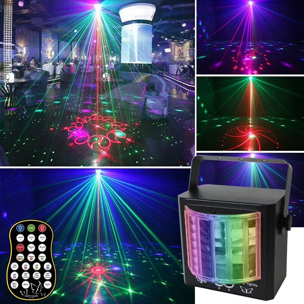 feestverlichting dj disco verlichting led podiumverlichting mini vlinderlamp met geluid geactiveerd en afstandsbediening dj verlichting voor feesten verjaardag bruiloft club ktv karaoke bar podium 2025 - $79.99 –P4
