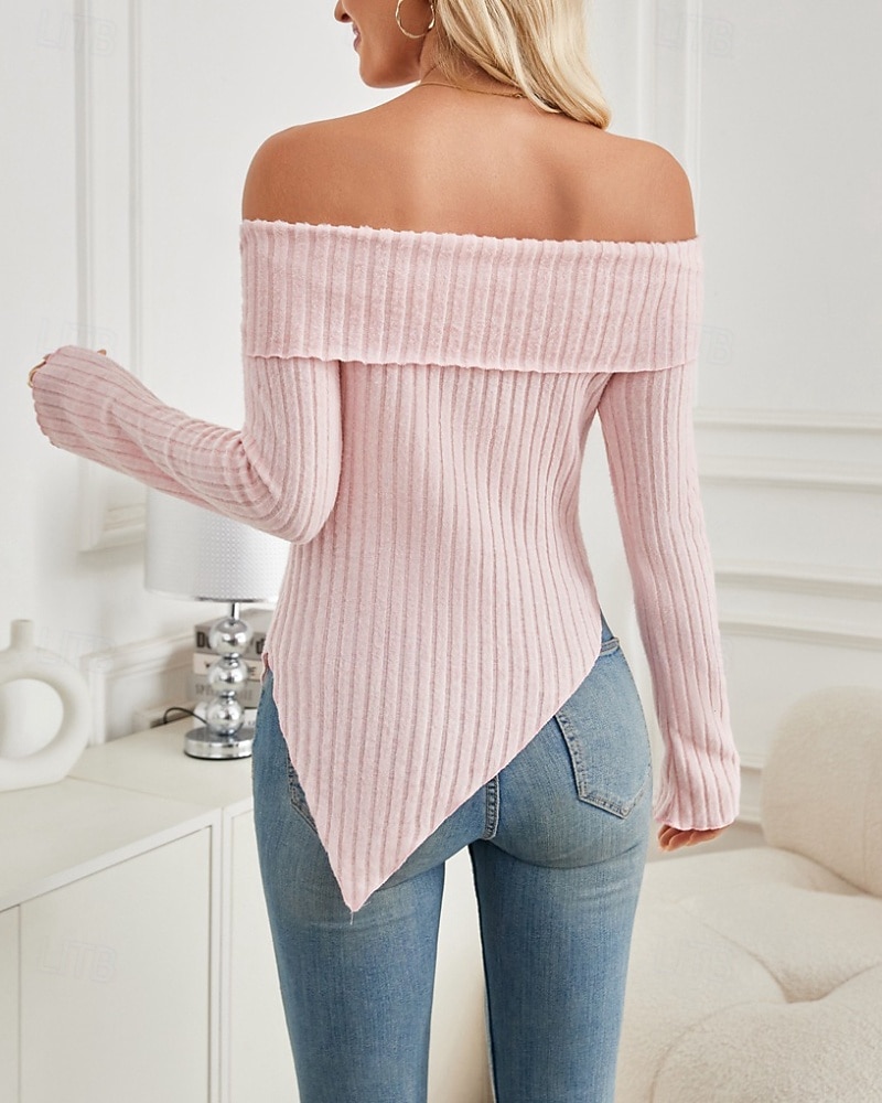 Femmes Chemisier Uni Élégant Moderne manche longue Épaules Dénudées Hauts Réguliers Fête Sortir Nœud Dos nu Noir Blanche Rose Claire Abricot Bleu clair Automne de 2025 ? $17.49 –P4