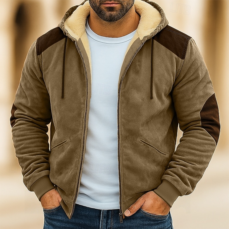 Per uomo Felpa con cappuccio Felpa con cappuccio a zip intera Felpa con cappuccio in pile Felpa con cappuccio foderata in pile Blu Marrone Verde Cachi Con Cappuccio Semplice Patchwork Blocco di colore del 2025 a $43.99 –P1