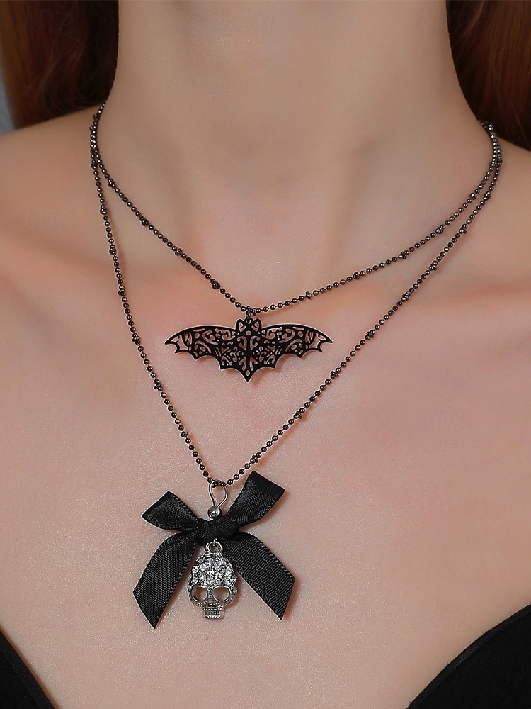 Collier pendentif chauve-souris gothique pour femme - ras de cou vintage en argent pour fêtes costumées, cosplay et mode sorcière de 2025 ? $7.99 –P6