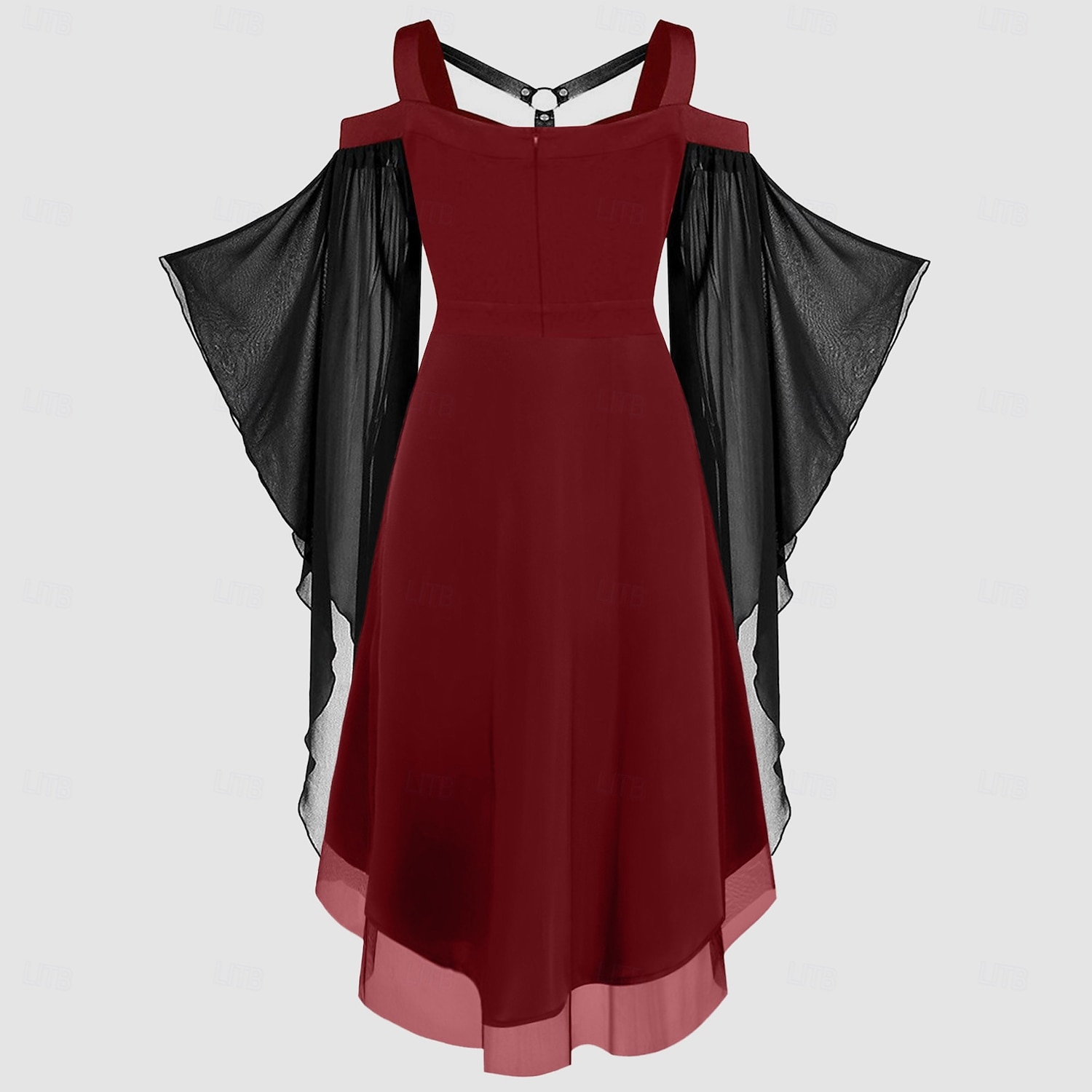 Punk i gotyk Sukienka Dzwon Czarownica Goth Girl Z odsłoniętymi ramionami Asymetryczne obszycie Strój na bal maskowy Damskie Halloween Karnawał Spektakl Impreza Doroślu Sukienka 2025 - $32.99 –P6