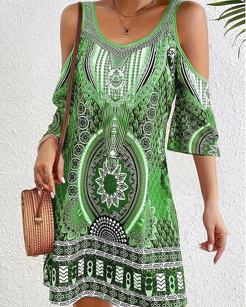 Femmes Robe Midi Robe bohème Classique Moderne Vacances Fête Sortir Coupe régulière Fleur Sans manches Col ras du cou Bleu Violet Marron Vert Automne de 2025 ? $19.99 –P8