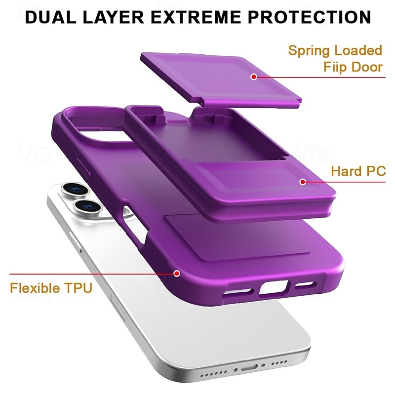 Phone Case For iPhone 16 Pro Max Plus 16 16e Back Cover with Stand Holder Mirror Card Slot Retro TPU PU Leather 2026 - $13.99 –P7