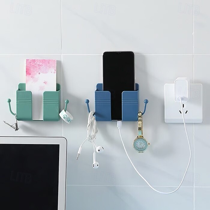 4 stuks afstandsbediening voor mobiele telefoon, wandhouder, opbergdoos voor afstandsbediening van airconditioning en tv zonder boren, opbergrek voor afstandsbediening in de badkamer 2025 - $10.99 –P9
