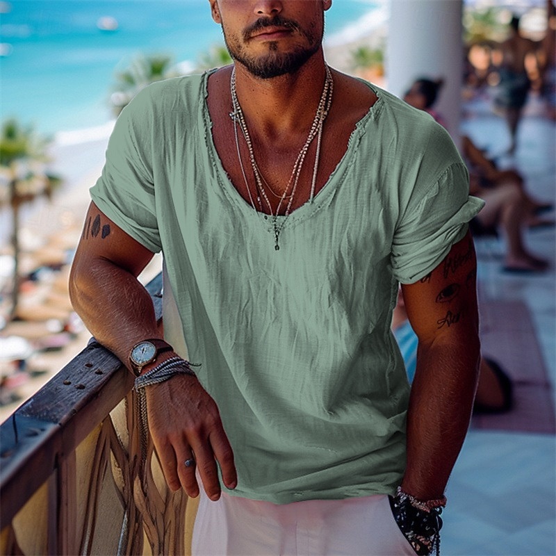 Ανδρικά Μπλουζάκι Κοντομάνικα Κοντομάνικο μπλουζάκι Μπλουζάκι μπλουζάκι Κοντομάνικο Λαιμόκοψη V Καλοκαίρι Σκέτο Μοντέρνα Υψηλής Ποιότητας Βασικό Κλασσικό Διακοπές Δρόμος Εξόδου 2026 - $19.99 –P7