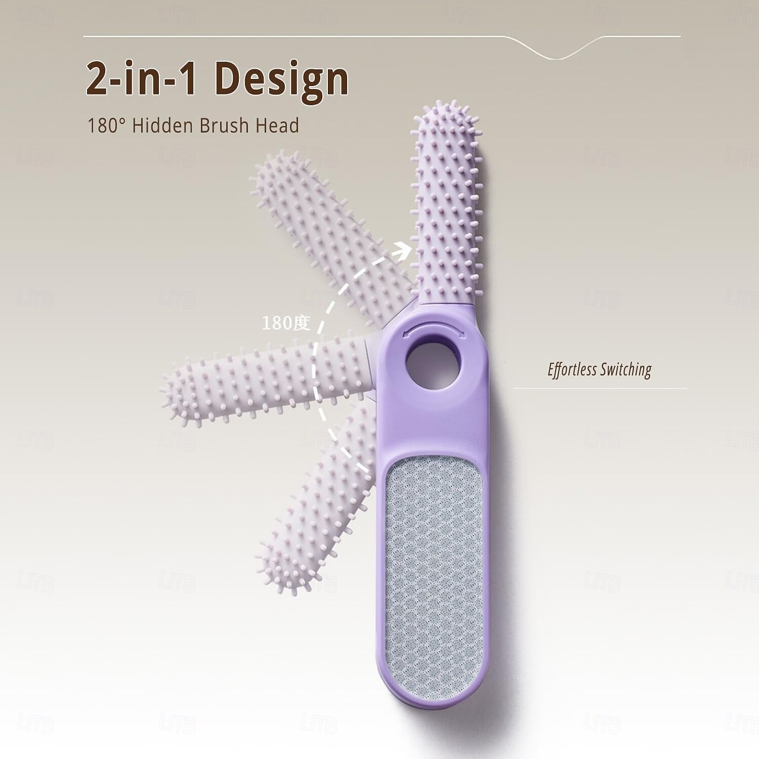 2-in-1-Nano-Glasfuß &Fußfeile zum Entfernen von Peelings &Massagebürste mit ergonomischem Griff, langlebiger Kunststoff, manueller Rasierer in Hellbeige für glatte Füße, Hände, Ellbogen und Knie 2025 - $8.99 –P7