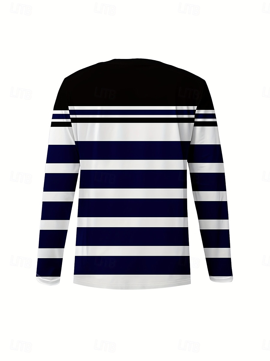 Femmes T-shirt Graphique Géométrique Rayé ancien Élégant Classique manche longue Col en V Hauts Réguliers Quotidien Imprimé Noir Printemps Automne Hiver de 2025 ? $22.99 –P3