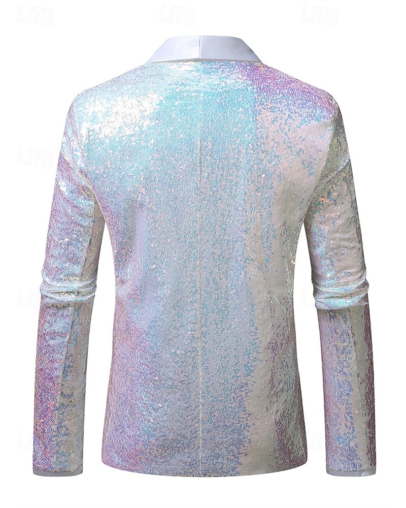 Herr Kavaj Företag Cocktailfest Bröllopsfest Mode Ledigt Vår Höst Polyester Slät Ficka Knappar Bekväm Enkelknäppt Blazer Vit 2026 - $60.99 –P3