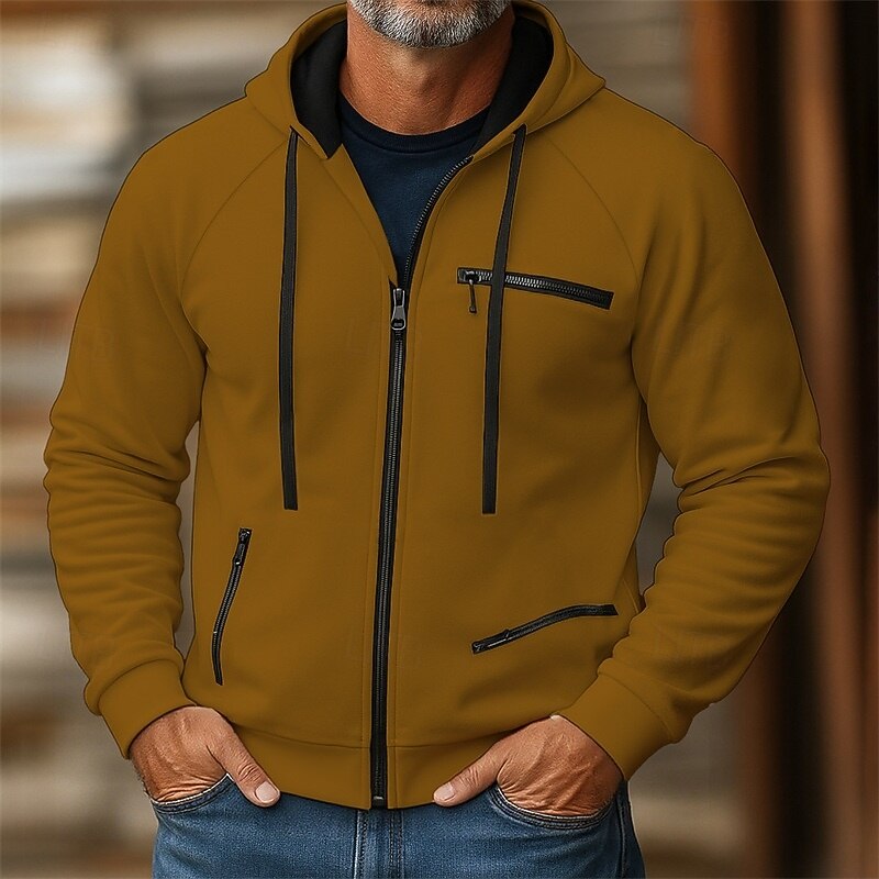 Per uomo Felpa con cappuccio Felpa con cappuccio a zip intera Felpa con cappuccio in pile Rosso bordeaux Nero Bianco Cammello Grigio Con Cappuccio Semplice Patchwork Blocco di colore Sport & Outdoor del 2025 a $23.99 –P3