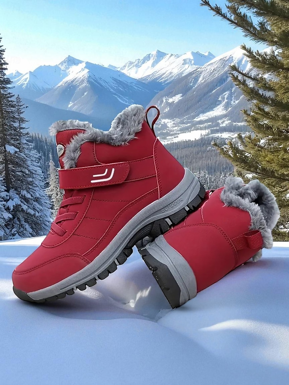 Γυναικεία σκούρα κόκκινα αδιάβροχα χειμερινά μποτάκια πεζοπορίας – βελούδινα, αντιολισθητικά παπούτσια για χιόνι, ζεστά παπούτσια πεζοπορίας και ταξιδιού 2026 - $46.99 –P2
