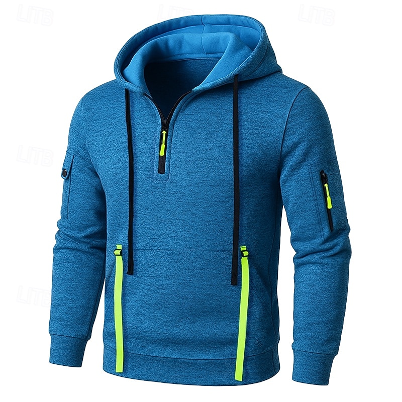 Per uomo Felpa con cappuccio Felpa con cappuccio e zip corta Felpa con cappuccio in pile Felpa con cappuccio tattica Nero Borgogna Blu marino Blu Grigio Con Cappuccio Semplice Cerniera Sport del 2025 a $23.99 –P1