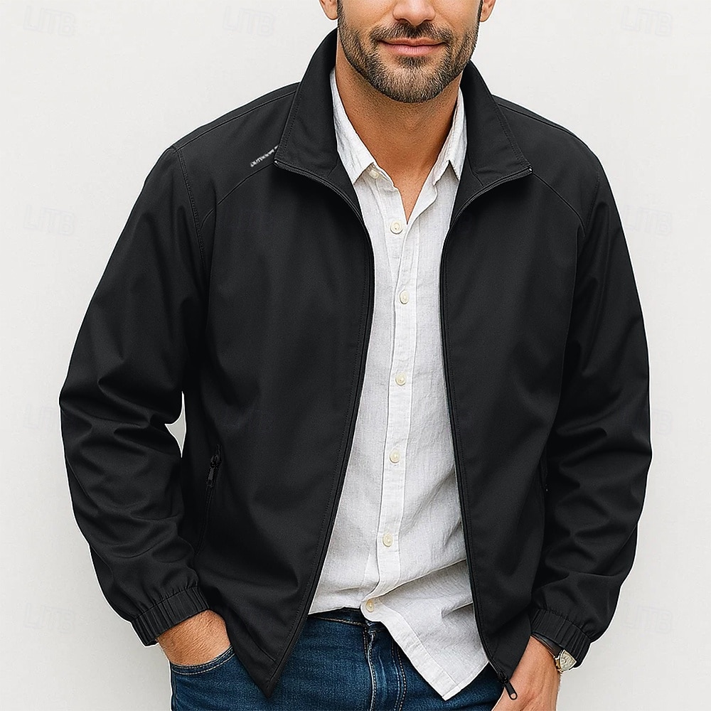 Homme Veste Veste Décontractée Extérieur Vacances Chaud Fermeture éclair Avec Poches Automne Hiver Toutes saisons Uni ancien Mode Col montant Court Noir bleu marine Vert Kaki Gris Veste de 2025 ? $38.99 –P7