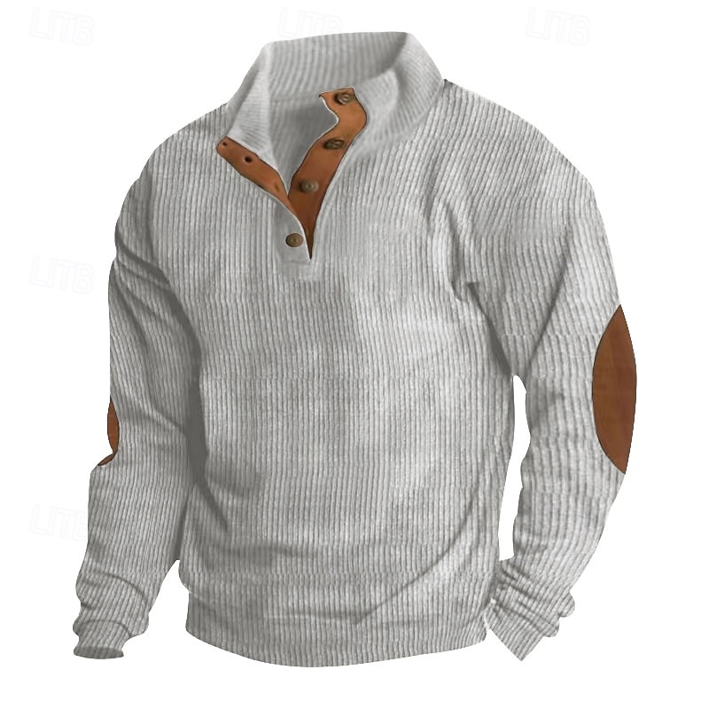 Per uomo Maglia Velluto a coste Felpa con cappuccio Maglione Felpa con cappuccio abbottonata Aalbicocca Blu denim Nero Bianco Verde militare Colletto Mao Semplice Patchwork Sport & Outdoor Casuale del 2025 a $23.99 –P8