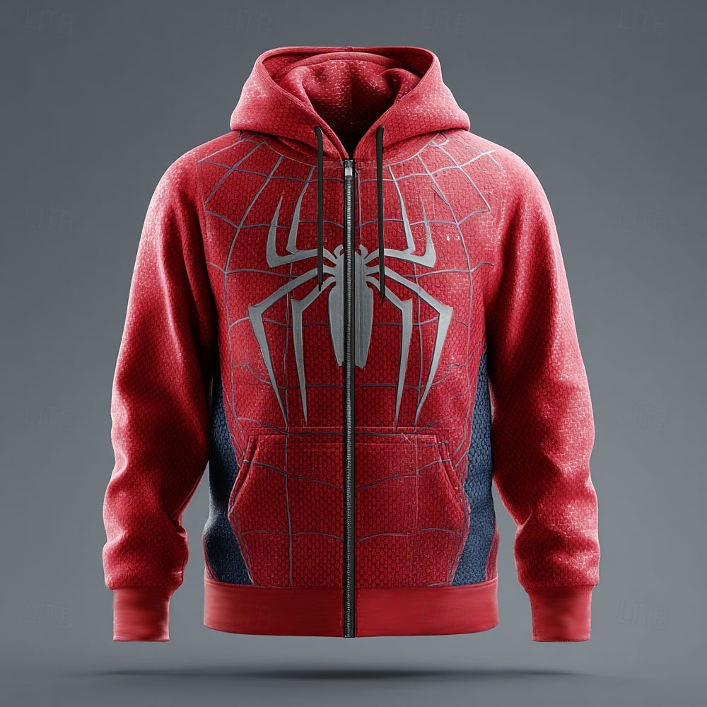 Felpa Uomo Ragno 3D Maglietta Punk Cool Collo A Giro Festa Regalo Streetwear Gialla Rossa Coulisse Zip Autunno Inverno Designer del 2026 a $28.99 –P1