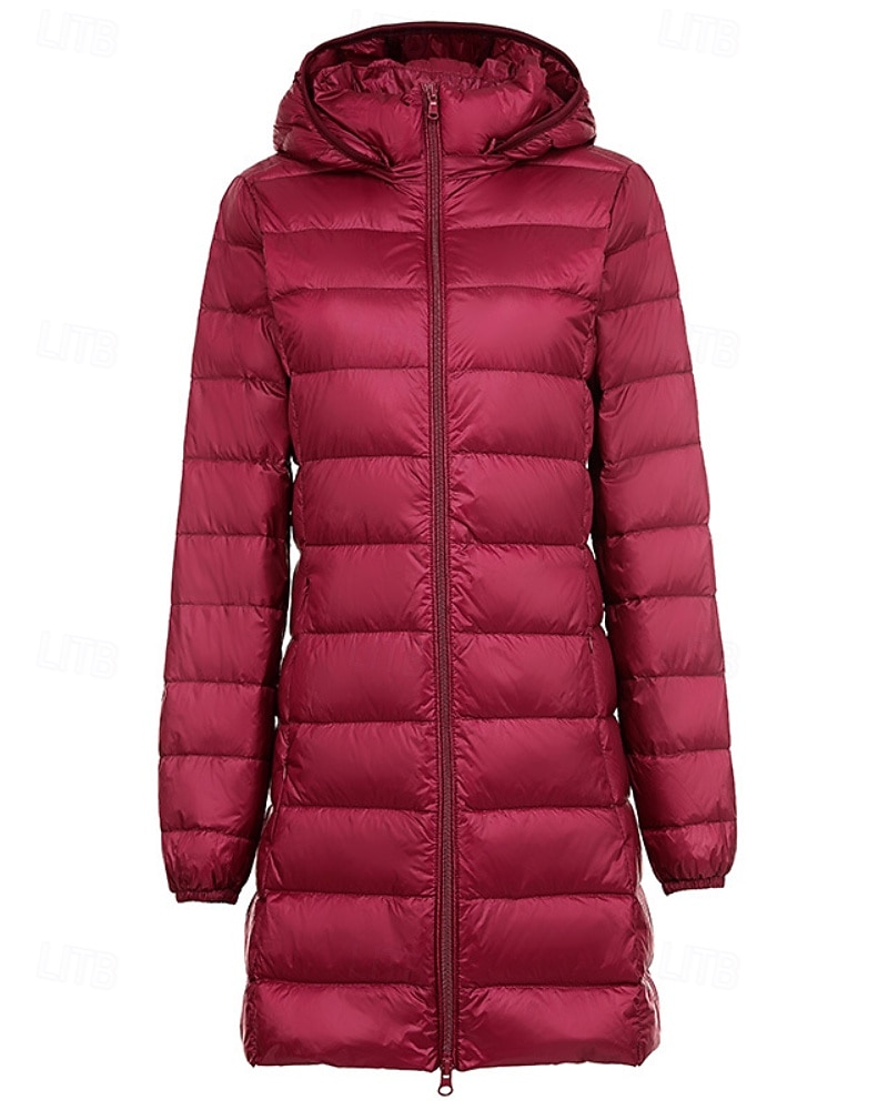 Femmes Doudoune Manteau Chaud Confortable Fermeture éclair Avec Poches Mode Uni Fête Décontracté Quotidien Week-end Fermeture éclair Long À capuche Coupe régulière manche longue Vêtements d'extérieur de 2025 ? $42.99 –P6