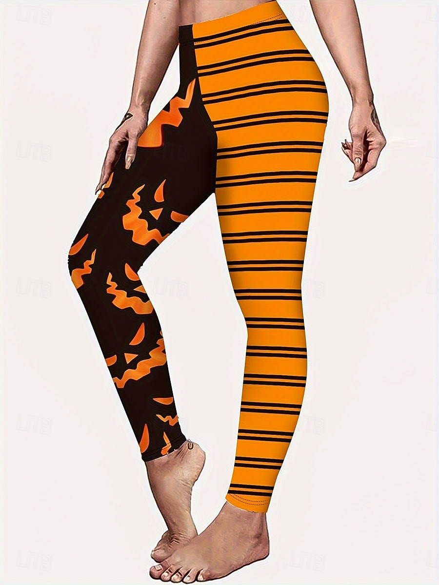 Dame Leggings Ferie Årgang Mote Full lengde Høy MidjePantsHalloween Grafisk Gresskar Stripet Printer Myk Pustende Elastisk Formell utendørs Feriereise Oransje Vår Høst Vinter Slank Fasong 2025 - $22.99 –P2