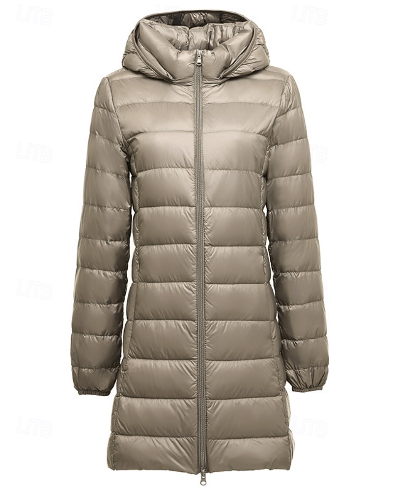 Femmes Doudoune Manteau Chaud Confortable Fermeture éclair Avec Poches Mode Uni Fête Décontracté Quotidien Week-end Fermeture éclair Long À capuche Coupe régulière manche longue Vêtements d'extérieur de 2025 ? $42.99 –P3