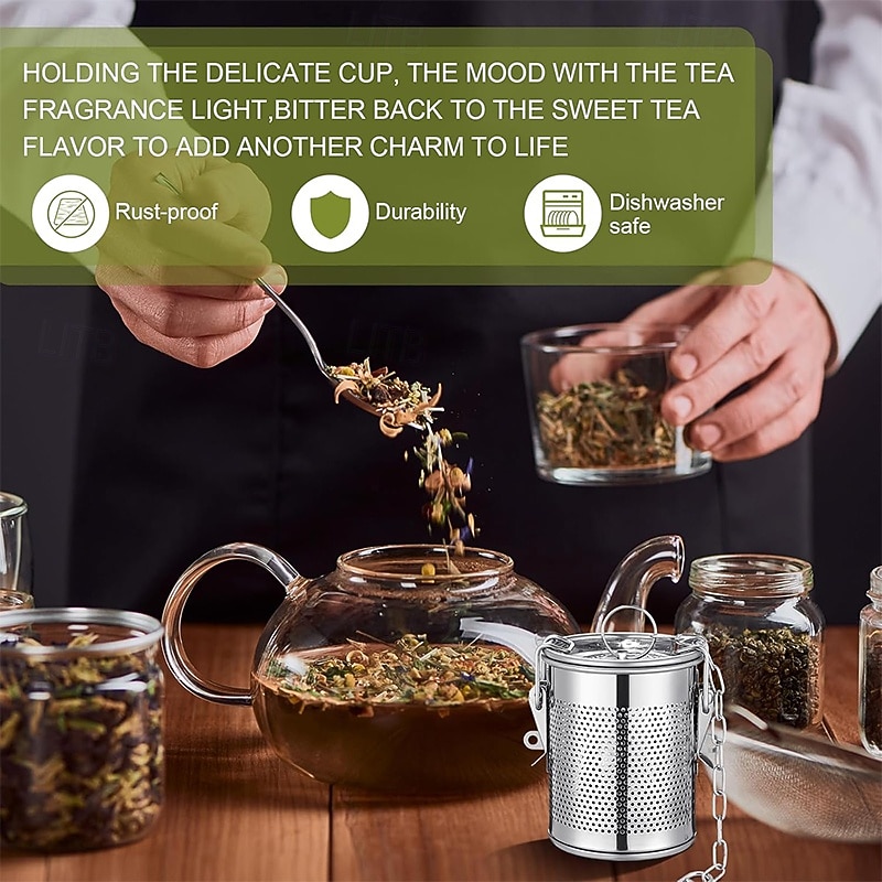 Large Tea Infuser for Loose Leaf Stainless Steel Tea Strainers and Spice Ball Extra Fine Mesh Strainer with Chain Hook and Lid 2025 - $27.51 –P2