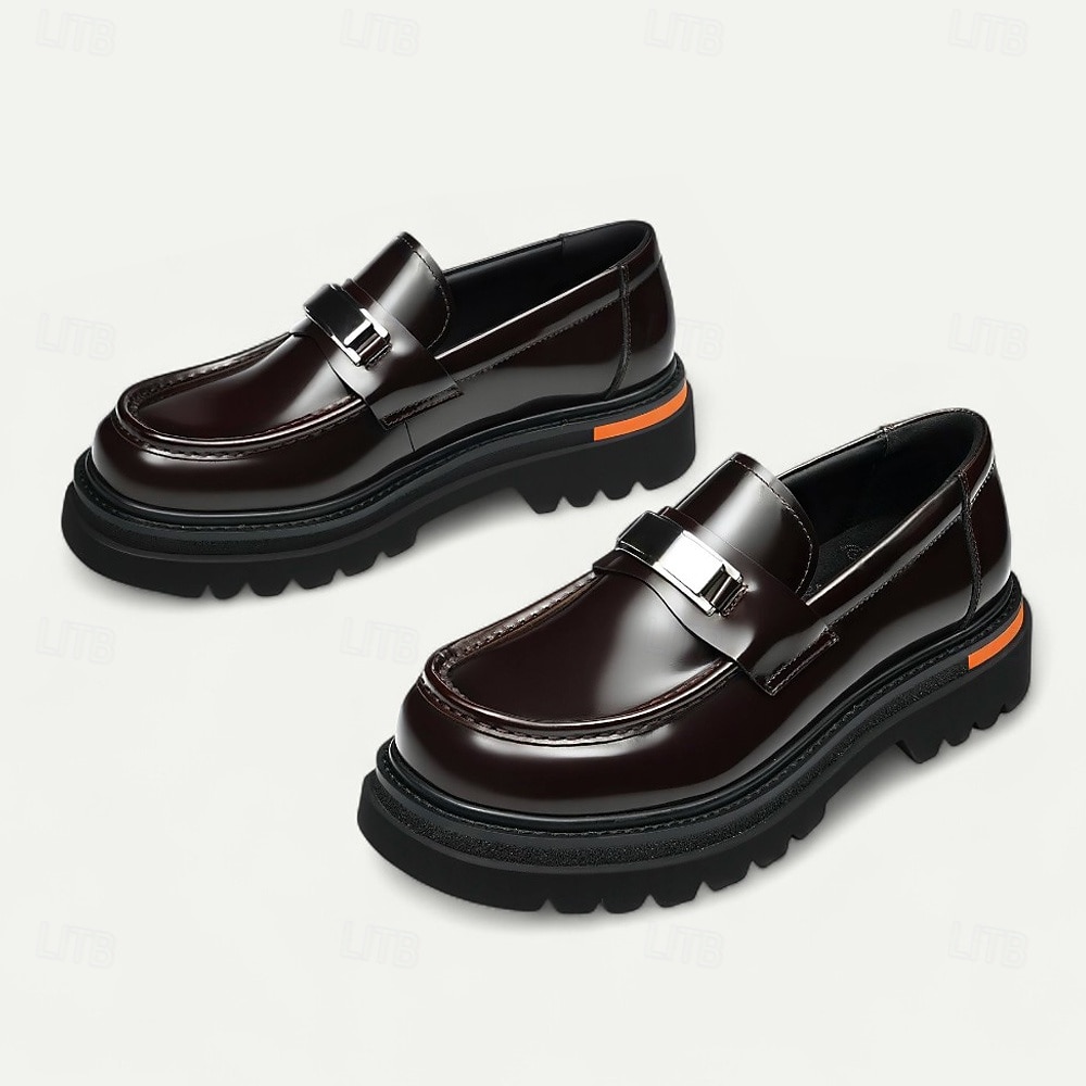 Мужские коричневые кожаные пенни-лоферы с металлической пряжкой – классические туфли для деловых встреч, официальных мероприятий и офиса. 2025 - $109.99 –P8