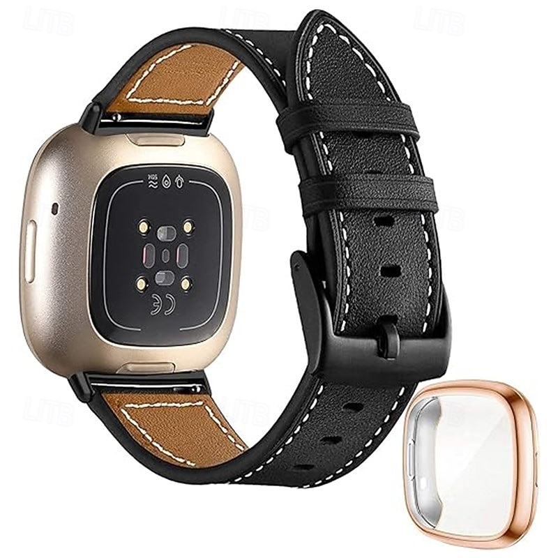 Smart Watch-band Kompatibel med Fitbit Fitbit Versa Lite Versa 4, Sense 2, Versa 3, Sense Fitbit Versa 2 Läder Smart klocka Rem med Case Justerbar Kvinnor män Sportband Ersättning Armband 2025 - $17.99 –P3