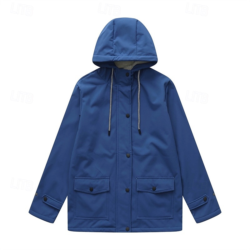 Mulheres Jaqueta casual Jaquetas de chuva impermeáveis Capas de chuva Prova-de-Água A Prova de Vento Zíper Bolsos Moda Ao ar livre Tecido Para Noite Final de semana Zíper Padrão Com Capuz Normal de 2025 por $33.99 –P9