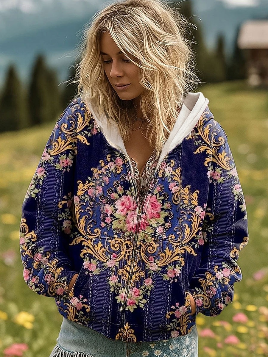 Mujer Sudaderas con cremallera Cremallera Bolsillo Estampado Graphic Geométrico Arco iris Moda Casual Manga Larga Con Capucha Tops regulares Calle Uso Diario Morado Naranja Verde Trébol Primavera 2026 - $39.99 –P2