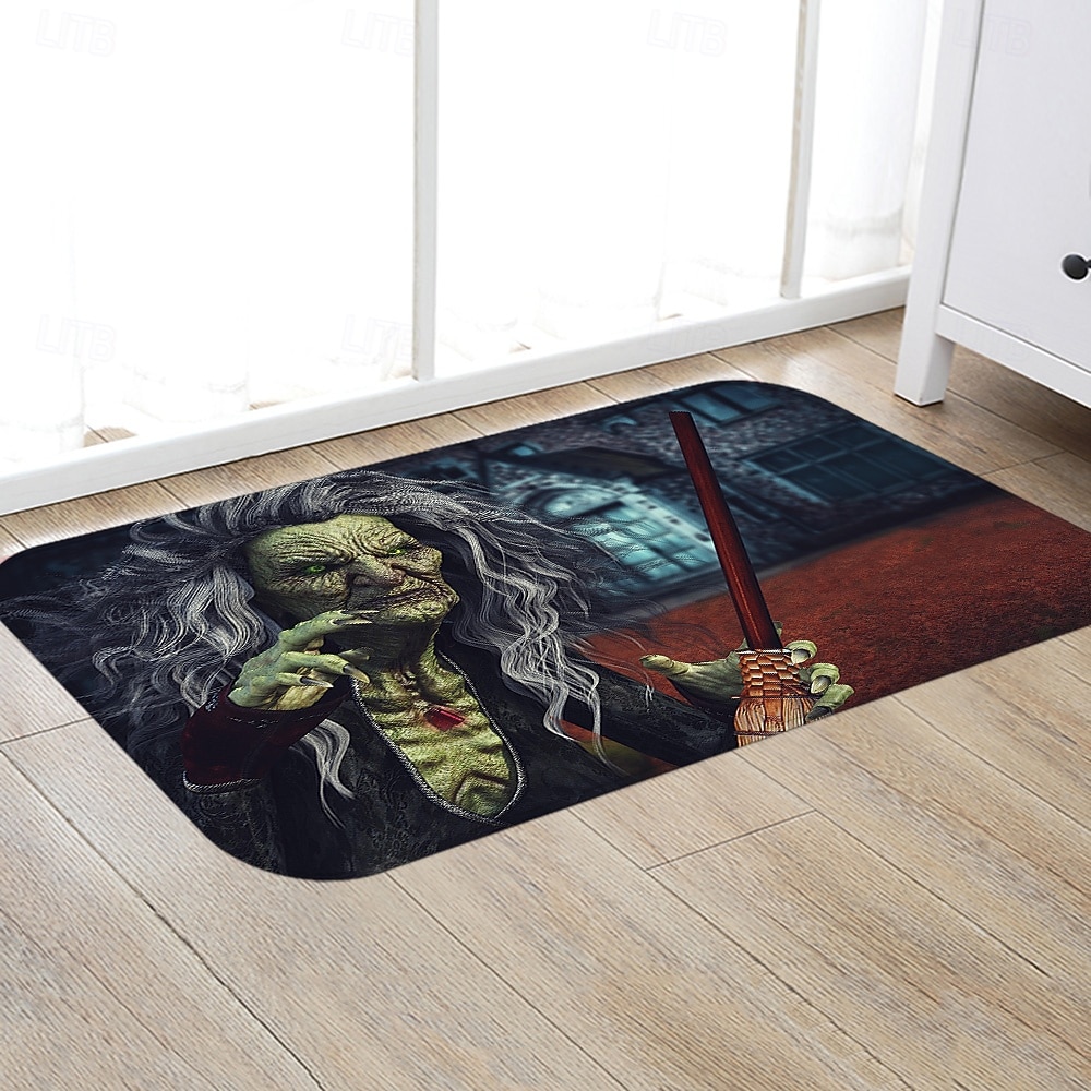 سجادة أرضية للهالوين بنمط أشباح مخيفة من الفلانيل، غير قابلة للانزلاق عند مدخل المنزل أو الحمام أو غرفة النوم 2025 - $29.99 –P7