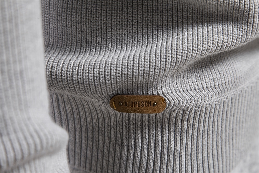 Miesten Pusero Neuloa Tavalliset topit Puolet vetoketjusta Tavallinen Pystykaulus Tyylikäs Aja sivuun Koulu Loma Vaatetus Kevät Syksy Musta Tumma laivastonsininen S M L 2025 - $50.99 –P11