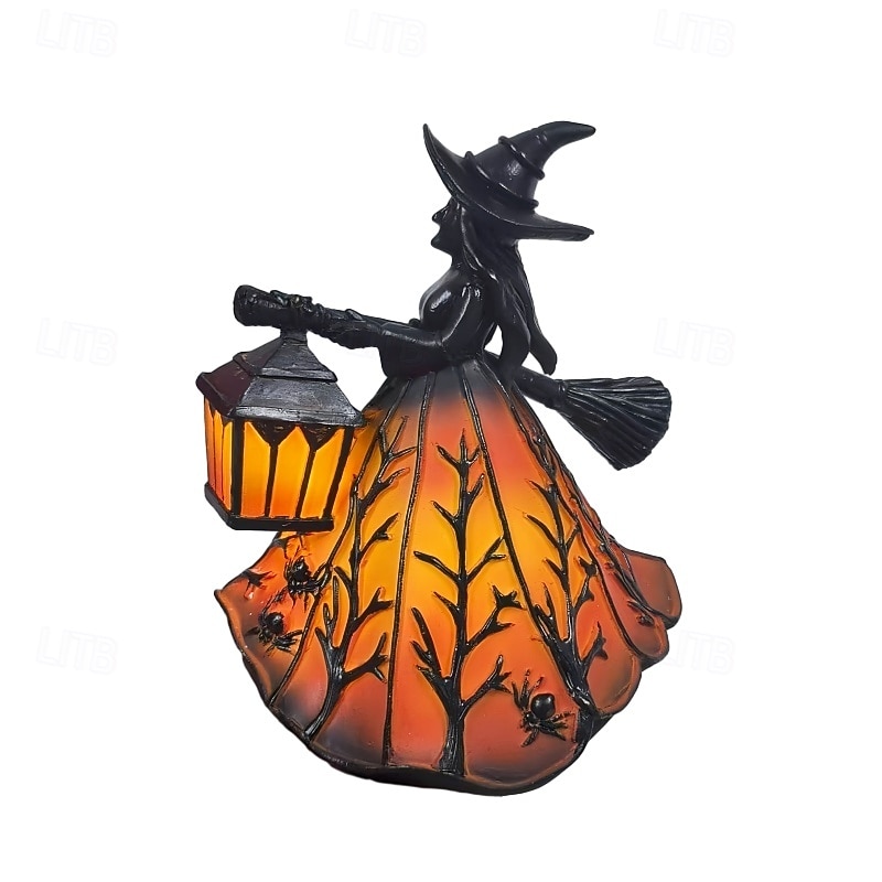 Lampada da strega di Halloween, lampada gotica, decorazione da strega spettrale con lanterna, lampada con statuetta di strega, luce notturna da terra per Halloween, per casa, veranda, tavolo, del 2025 a $30.99 –P7
