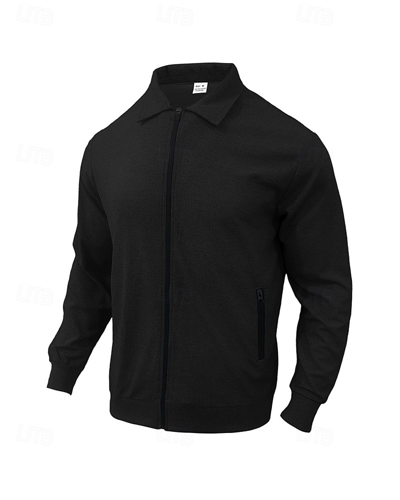 Homens jaqueta leve Jaqueta Waffle Jaqueta casual Férias Diário Respirável Bolsos Primavera Outono Tecido Moda Clássico Lapela Padrão Preto Branco Azul Royal cáqui Cinzento Casaco de 2026 por $21.99 –P12