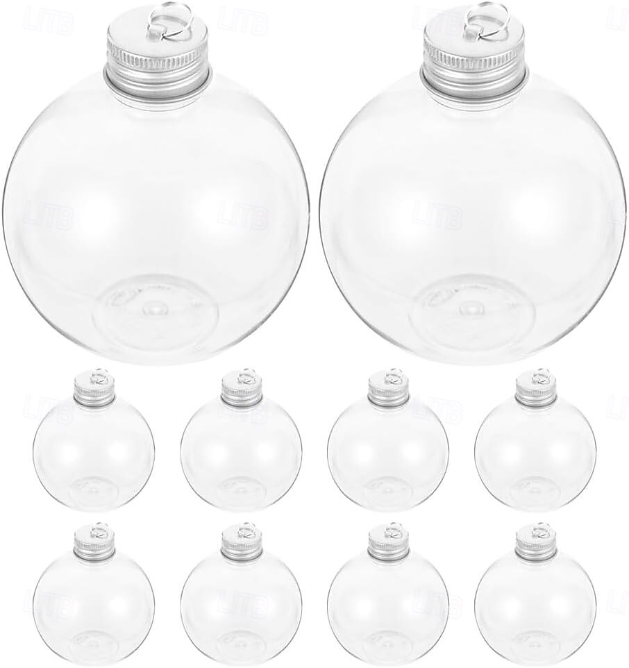 Lot de 10 boules d'alcool de Noël transparentes de 50 ml/100 ml, ornements à remplir pour sapin de Noël avec pendentif en argent et en or, boules d'alcool suspendues pour bricolage, décoration de fête de 2025 ? $9.49 –P2