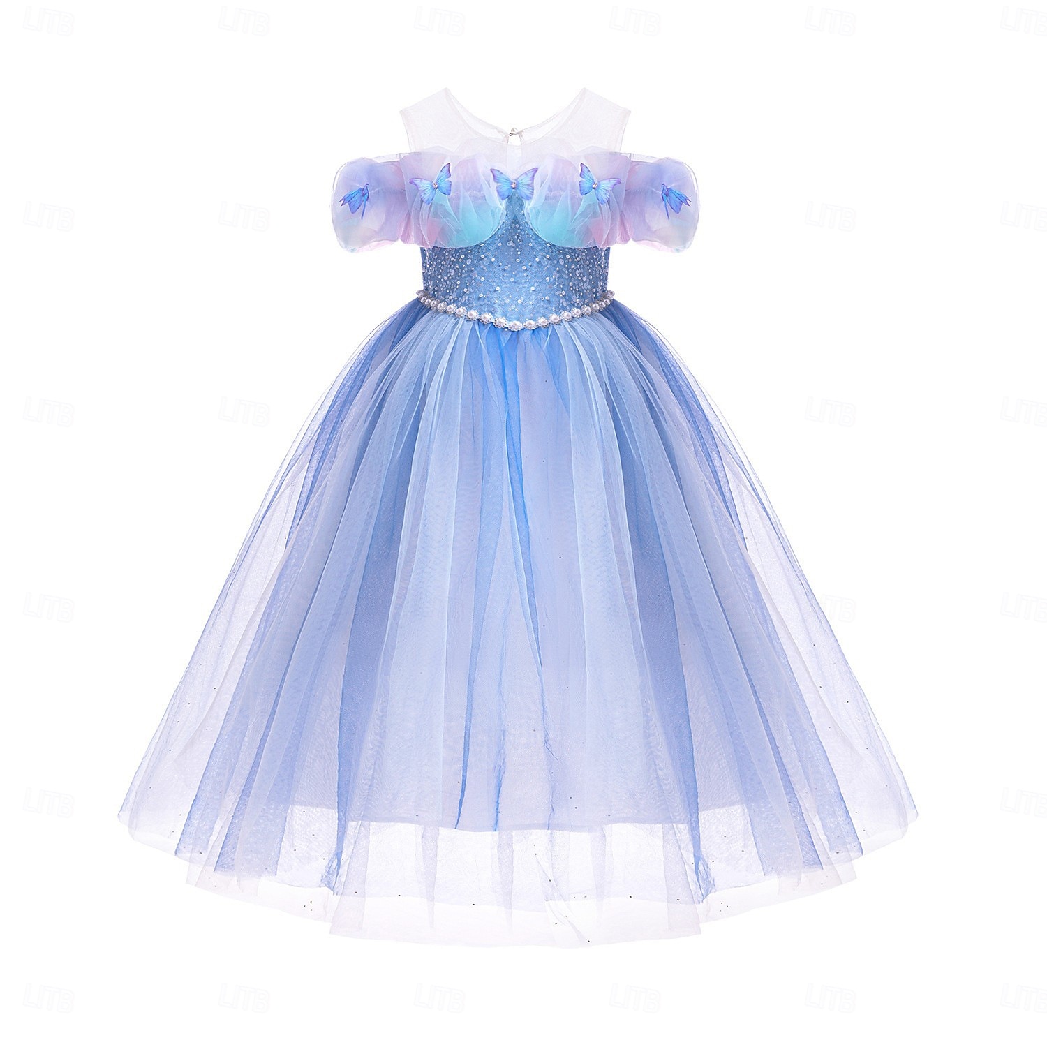 Robe pour fille, couleur unie, manches courtes, tenue de soirée, de spectacle, d'Halloween, de cosplay, décontractée, mignonne, en polyester, été, 4 à 12 ans, multicolore, bleu de 2025 ? $44.99 –P1