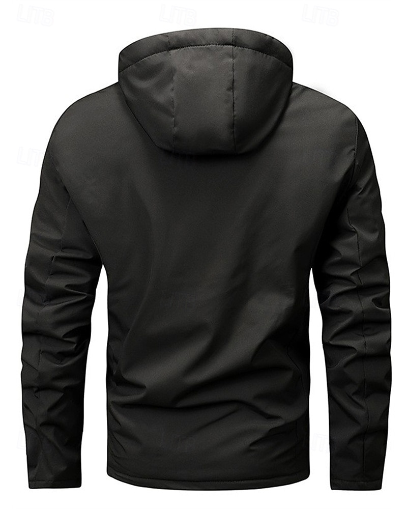Herr Utomhusjacka Regnrock Hoodiejacka Vandringsjacka Semester Dagligen Vattentät Vindtät Ficka Vår Höst Slät Mode Klassisk Huva Normal Svart Rubinrött Marinblå Kungsblå Jacka 2026 - $37.99 –P8