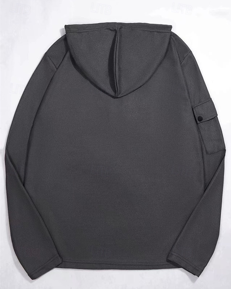 Men's Hoodie Button Up Hoodie Black White Army Green Navy Blue Khaki Hooded Plain Drawstring Sports & Outdoor Daily Holiday Polyester Streetwear Basic Casual Spring Fall Clothing Apparel Hoodies 2025 - $19.99 –P16