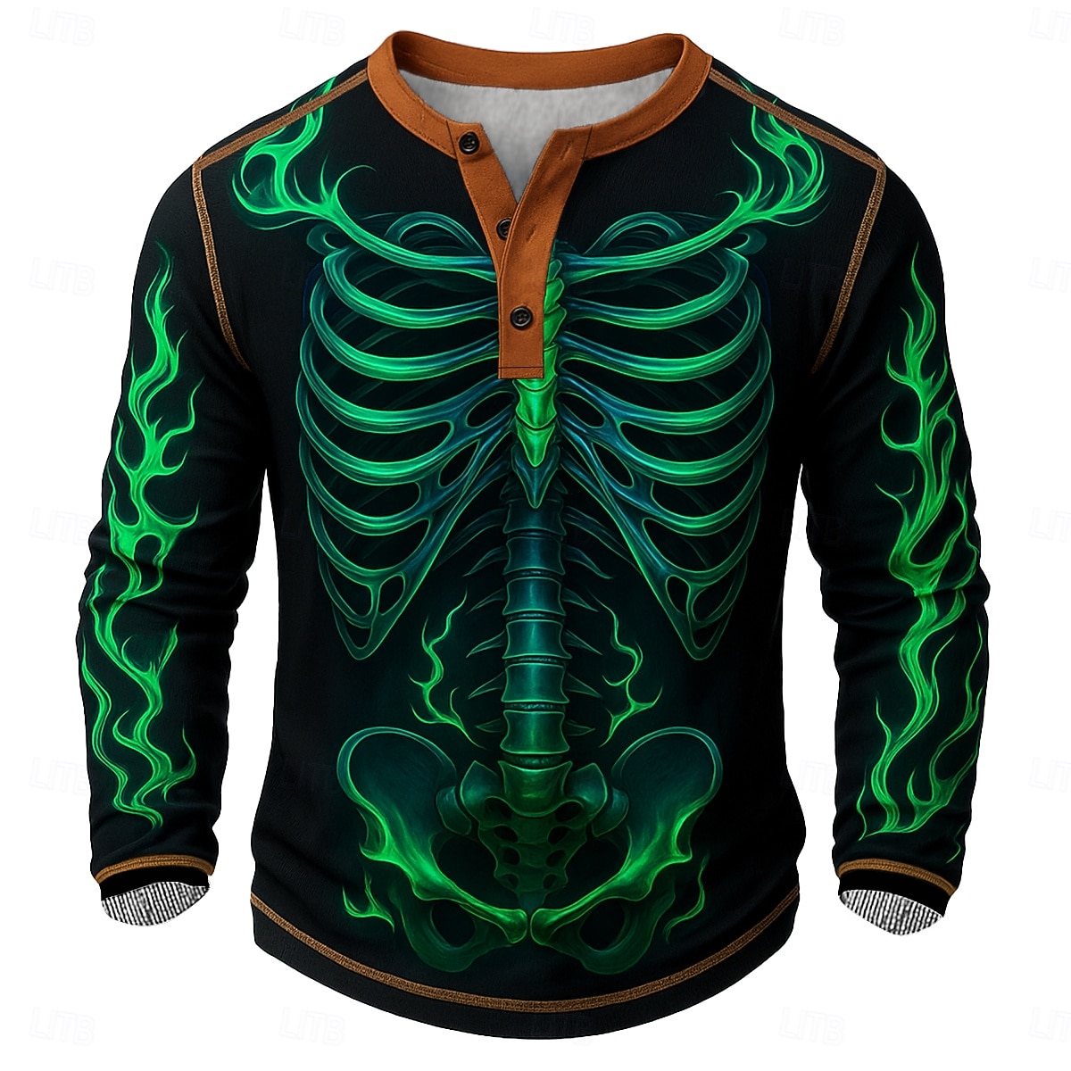 Chemise crâne pour hommes Chemise Henley Tee à manches longues Mode vintage Designer Esprit Fête Printemps et Automne Toutes saisons Rouge Vert Kaki Gris Henley Henley de 2026 ? $25.99 –P2