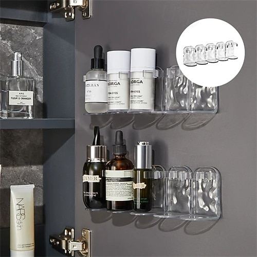 Row Plastic Wall Rack 2 Set (10 Pieces), Adhesive Ripple Storage Shelf, No Drilling Wall-Mounted Organizer for Door, Mirror, or Cabinet 2025 - $20.99 –P2