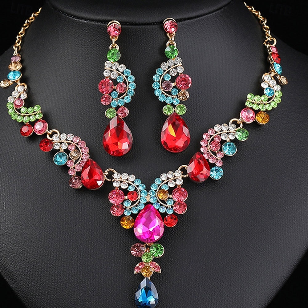 Parure de bijoux 2 Chrome 1 Collier Boucles d'oreilles Femmes Élégant ancien Mode Le style rétro Classique Parure de Bijoux Pour Mariage Soirée robe demoiselle d honneur de 2025 ? $19.99 –P2