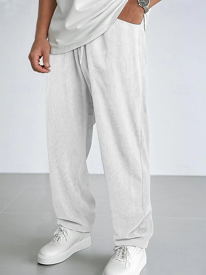 Per uomo Pantaloni da tuta Pantaloni Pantaloni in velluto a coste Pantaloni casual Coulisse Elastico in vita Gamba Dritta Tinta unica Semplice Traspirante Lunghezza intera Casuale Quotidiano Uscire del 2026 a $25.99 –P7