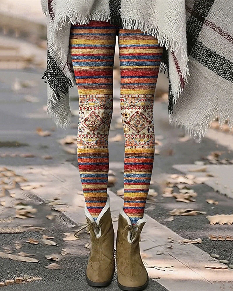 Mulheres Calças Leggings Leggings aconchegantes Roupa de rua Casual Comprimento total Cintura Alta Listrado Cintura elástica Imprimir Respirabilidade Confortável Com Stretch Férias Rua Roupa Diária de 2026 por $20.99 –P3
