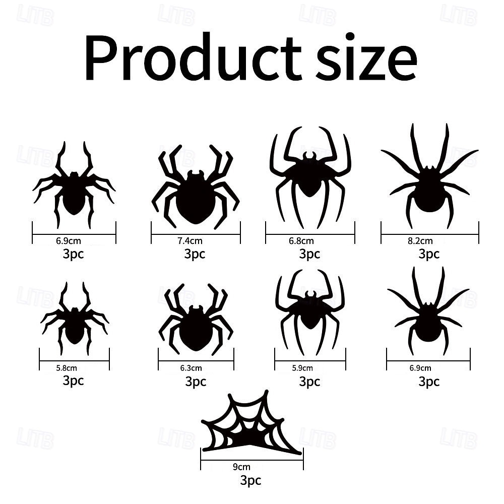 Halloween 3D-flaggermus-edderkopp dekorative veggklistremerker LED-trykte flaggermusklistremerker avtakbare vindusdekor til bad, dør, hjem, soverom festartikler 2025 - $14.49 –P11