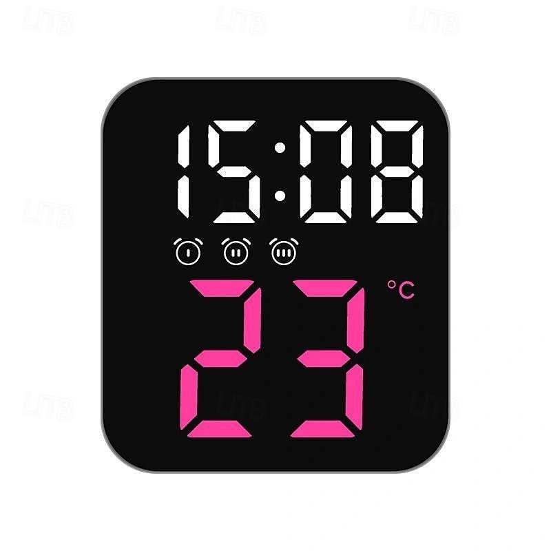 Relógio de parede digital LED com display de temperatura e tempo, despertador de mesa com brilho ajustável, decoração para casa e mesa, relógio eletrônico de 2025 por $16.99 –P3