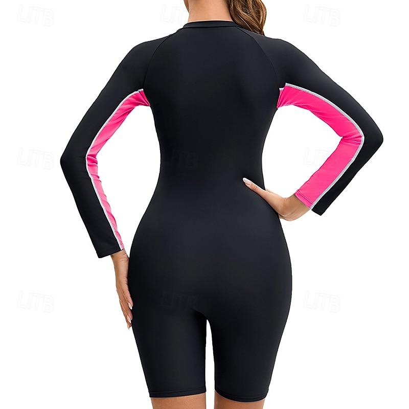 Femmes Maillot de bain Maillot Anti UV Protection Solaire UV UPF50+ manche longue Maillot de Bain Zip Up Natation Surf Patchwork Été Printemps Automne de 2025 ? $27.99 –P13