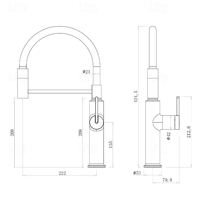 Robinet de cuisine - Poignée unique à un trou Électroplaqué / Finitions peintes Extractible / Rétractable / Bec Standard / Arc haut / haut Ensemble central Moderne Contemporain Kitchen Taps de 2025 ? $145.99 –P10