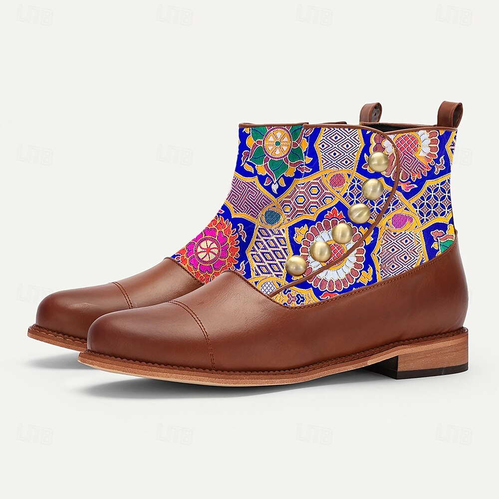 Homens Botas Caminhada Pele PU Tecido Jacquard Confortável Antiderrapante Respirável Botas / Botins Com Cadarço Marrom / Azul Primavera Outono Inverno de 2025 por $46.99 –P2