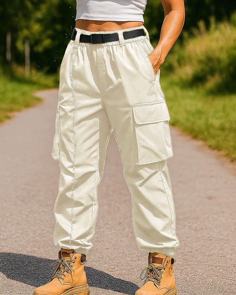 Per donna Pantaloni Cargo Pantaloni da escursionismo Esterno Vestibilità regolare Impermeabile Antivento Pantaloni Tasca Nero Bianco Campeggio / Escursionismo Corsa S M L XL XXL del 2025 a $35.99 –P5