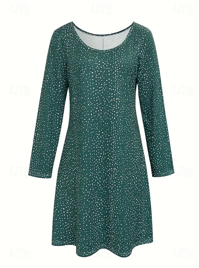 Damen Minikleid T-Shirt-Kleid Sommerkleid A Linie Kleid Lässig Boho Täglich Ferien Date Normale Passform Blumen Grafik Langarm Rundhalsausschnitt Grün Sommer Frühling Herbst Winter 2025 - $23.99 –P4